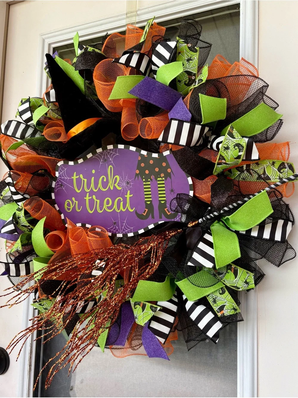 Halloween 'Trick or Treat' Decorative Witch Wreath